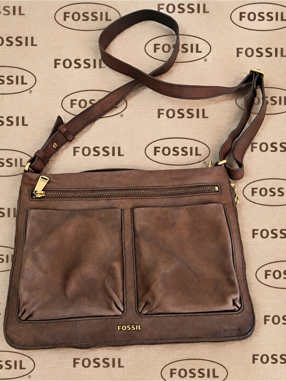 Fossil Piper Expandable Leather Crossbody Brown